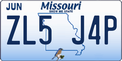 MO license plate ZL5J4P