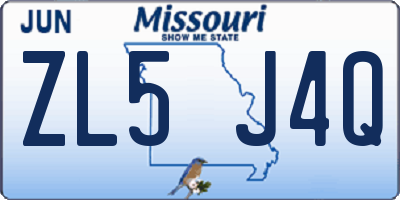 MO license plate ZL5J4Q
