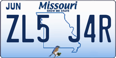 MO license plate ZL5J4R