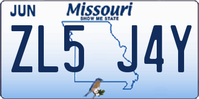 MO license plate ZL5J4Y