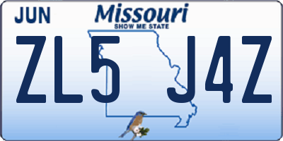 MO license plate ZL5J4Z