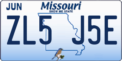 MO license plate ZL5J5E