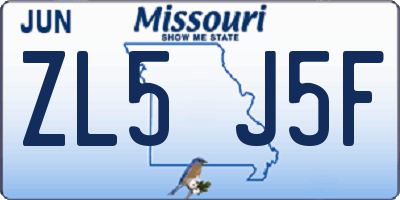 MO license plate ZL5J5F