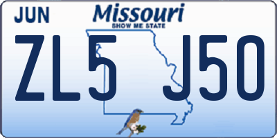 MO license plate ZL5J5O