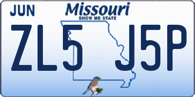 MO license plate ZL5J5P