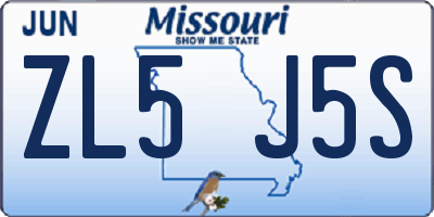 MO license plate ZL5J5S