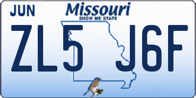 MO license plate ZL5J6F