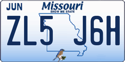 MO license plate ZL5J6H