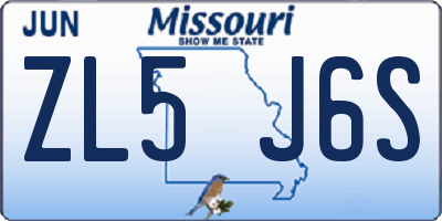 MO license plate ZL5J6S