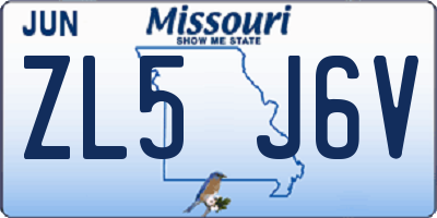 MO license plate ZL5J6V
