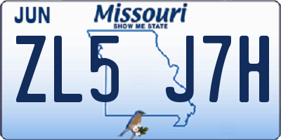 MO license plate ZL5J7H
