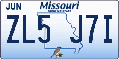 MO license plate ZL5J7I