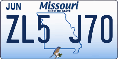 MO license plate ZL5J7O