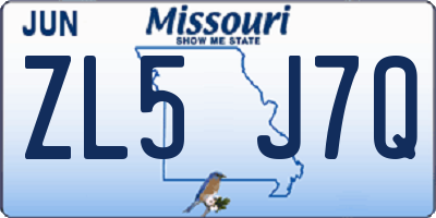 MO license plate ZL5J7Q