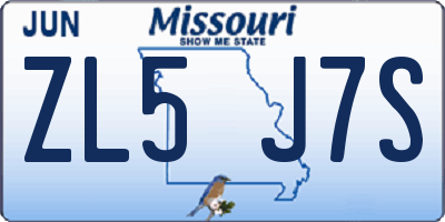 MO license plate ZL5J7S