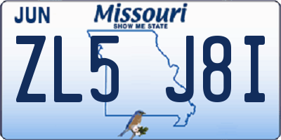 MO license plate ZL5J8I