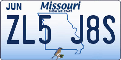 MO license plate ZL5J8S
