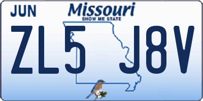 MO license plate ZL5J8V