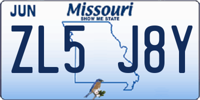 MO license plate ZL5J8Y