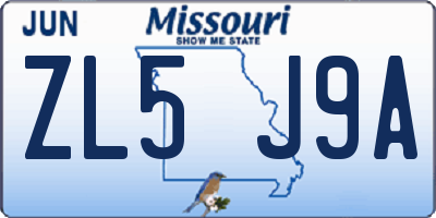 MO license plate ZL5J9A
