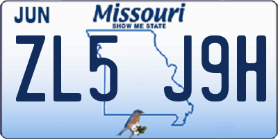 MO license plate ZL5J9H