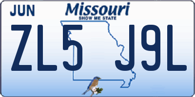 MO license plate ZL5J9L