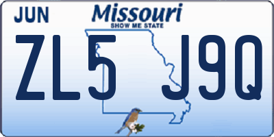 MO license plate ZL5J9Q