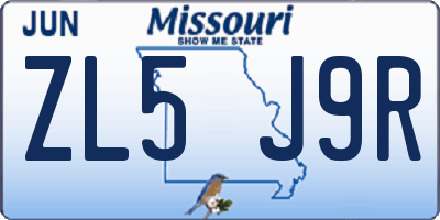 MO license plate ZL5J9R
