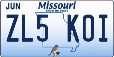 MO license plate ZL5K0I