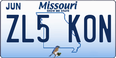 MO license plate ZL5K0N