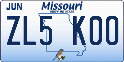 MO license plate ZL5K0O