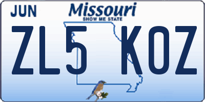 MO license plate ZL5K0Z