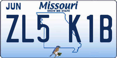 MO license plate ZL5K1B