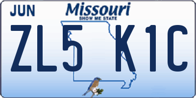 MO license plate ZL5K1C