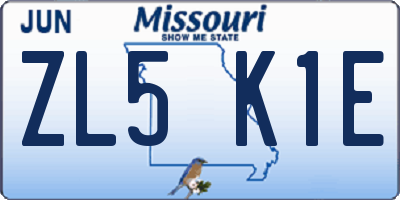 MO license plate ZL5K1E