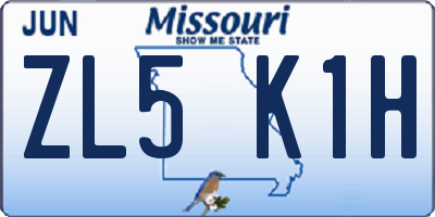 MO license plate ZL5K1H