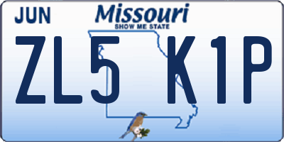 MO license plate ZL5K1P
