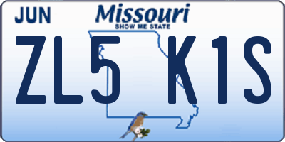 MO license plate ZL5K1S