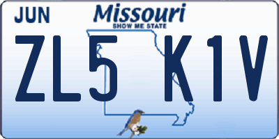 MO license plate ZL5K1V