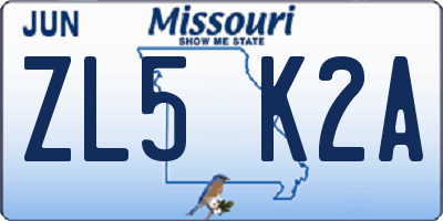 MO license plate ZL5K2A