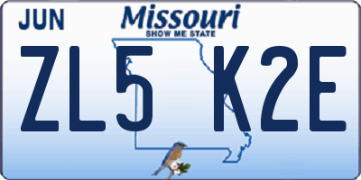 MO license plate ZL5K2E