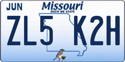 MO license plate ZL5K2H