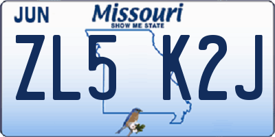 MO license plate ZL5K2J