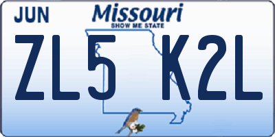 MO license plate ZL5K2L