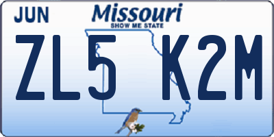 MO license plate ZL5K2M
