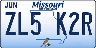 MO license plate ZL5K2R