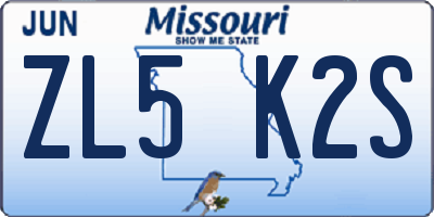 MO license plate ZL5K2S