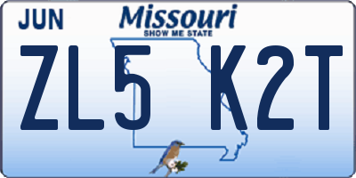 MO license plate ZL5K2T
