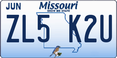 MO license plate ZL5K2U