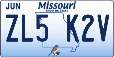 MO license plate ZL5K2V